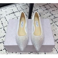 Top Grade Jimmy Choo Love Ballerinas Flat in Mesh and Strass White 1210106