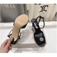 Fashion Luxury Jimmy Choo Sacora Heel Sandals 8.5cm in Black Glitter with Strass 1210115