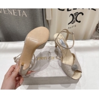 Discount Jimmy Choo Sacora Heel Sandals 8.5cm in Gold-Tone Glitter with Strass 1210116