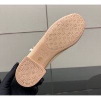 Perfect Jimmy Choo Mesh and Leather Mary Janes Ballerinas Flat with Pearl Bow Beige JC121001 1210124