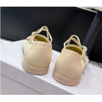 Duplicate Jimmy Choo Mesh and Leather Mary Janes Ballerinas Flat with Pearl Bow Nude JC121001 1210127