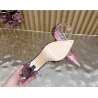 Low Cost Jimmy Choo Stevie Pumps 9cm in Satin and Strass with Ankle Strap Blush Pink 1210129