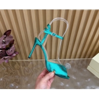 Best Product Jimmy Choo Sacora Heel Sandals 8.5cm with Strass in Snakeskin Embossed Leather Green 1210138 2026