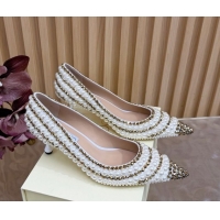 Luxury Cheap Jimmy Choo Ixia Pumps 6.5cm in Strass and Pearls White/Gold 1210143 2026