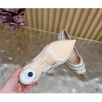 Luxury Cheap Jimmy Choo Ixia Pumps 6.5cm in Strass and Pearls White/Gold 1210143 2026