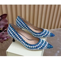 Luxury Jimmy Choo Ixia Pumps 6.5cm in Strass and Pearls White/Blue 1210144 2026