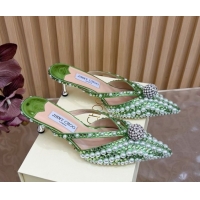 Buy Cheapest Jimmy Choo Siva Heel Mules in Strass and Pearls Green 1210146 2026
