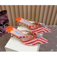 Discount Jimmy Choo Siva Heel Mules in Strass and Pearls Orange 1210149 2026
