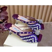 Good Product Jimmy Choo Siva Heel Slides Sandal 6.5cm in Strass and Pearls Purple/Orange 1210153 2026
