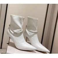 Best Price Jimmy Choo Nappa Leather Heel Ankle Boots 8cm with Strass Straps White 1211003 2026
