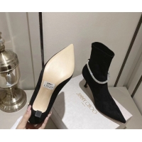 Big Discount Jimmy Choo Nappa Suede Heel Ankle Boots 8cm with Strass Straps Black 1211004 2026
