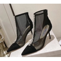 Purchase Jimmy Choo Suede and Mesh Heel Ankle Boots 8.5cm with Strass Black 1211005 2026