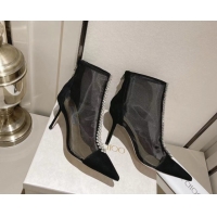 Purchase Jimmy Choo Suede and Mesh Heel Ankle Boots 8.5cm with Strass Black 1211005 2026