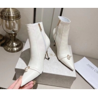 Hot Style Jimmy Choo Calfskin Leather Heel Ankle Boots 8.5cm with Pearl White 1211008 2026