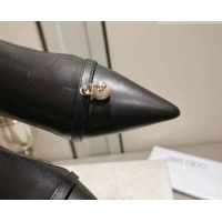 Jimmy Choo Calfskin Leather Heel Ankle Boots 8.5cm with Pearl Black 1211009 2026