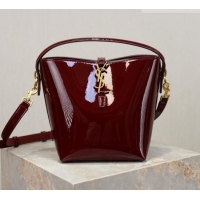 Top Grade Saint Laurent Le 37 Small Bucket bag in Patent Leather 749036 Burgundy 2026