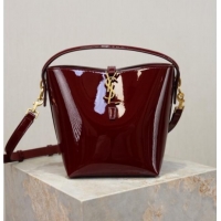Top Grade Saint Laurent Le 37 Small Bucket bag in Patent Leather 749036 Burgundy 2026