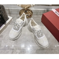 Pretty Style Roger Vivier Viv' on the Run Sneakers in Leather & Mesh with Strass Buckle 02 White 5112212 2026