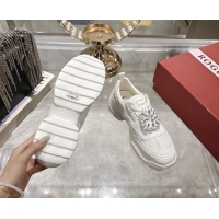 Pretty Style Roger Vivier Viv' on the Run Sneakers in Leather & Mesh with Strass Buckle 02 White 5112212 2026