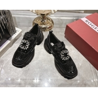 Top Grade Roger Vivier Viv' on the Run Sneakers in Leather & Mesh with Strass Buckle 03 Black 5112213 2026