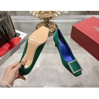 Best Price Roger Vivier Trompette Pumps 7cm in Satin and Strass Buckle Green RV121101 1211106 2026