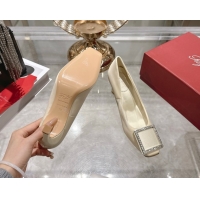 Purchase Roger Vivier Trompette Pumps 7cm in Satin and Strass Buckle White RV121101 1211107 2026