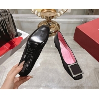 Luxurious Roger Vivier Trompette Pumps 4.5cm in Satin and Strass Buckle Black RV121101 1211109 2026