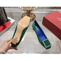 Shop Duplicate Roger Vivier Trompette Pumps 4.5cm in Satin and Strass Buckle Green RV121101 1211111 2026