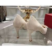 Low Price Roger Vivier Trompette Pumps 7cm in Suede and Buckle Nude RV121102 1211116 2026