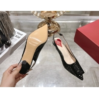 Trendy Design Roger Vivier Virgule Slingbacks Pump 5.5cm in Fabric and Sequins Black RV121104 1211124 2026