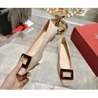 Cheap Roger Vivier Belle Vivier Ballerinas Flat in Suede and Tortoiseshell Printed Buckle Grey RV121105 1211133 2026