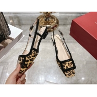 Youthful Roger Vivier Belle Vivier Slingbacks Flat in Leopard Print Pony Hair Beige/Black RV121106 1211137 2026