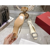 Purchase Roger Vivier Belle Vivier Slingbacks Pump 4.5cm in Satin and Strass Buckle White RV121201 1212005 2026