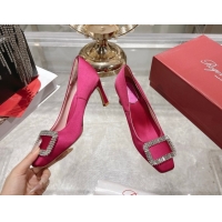 AAAAA Roger Vivier Trompette Pumps 7cm in Satin and Strass Buckle Fuchsia RV121201 Pink 2026
