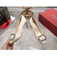 Cheap Price Roger Vivier Trompette Pumps 7cm in Satin and Strass Buckle Fuchsia RV121201 White 2026