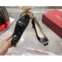 Popular Style Roger Vivier Trompette Pumps 7cm in Satin and Strass Buckle RV121201 Black 2026