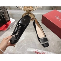 Top Design Roger Vivier Belle Vivier Pumps 4.5cm in Black Leather and Strass Buckle White RV121201 2026