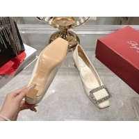 Duplicate Roger Vivier Belle Vivier Pumps 4.5cm in Satin and Strass Buckle White RV121201 2026