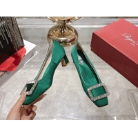 Good Product Roger Vivier Belle Vivier Pumps 4.5cm in Satin and Strass Buckle Green RV121201 2026