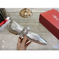 Luxury Roger Vivier Vivier Mary Janes Ballerinas Flat in Calf Leather and Strass Silver RV121201 2026