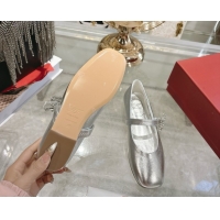 Luxury Roger Vivier Vivier Mary Janes Ballerinas Flat in Calf Leather and Strass Silver RV121201 2026