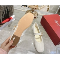 Charming Roger Vivier Vivier Mary Janes Ballerinas Flat in Calf Leather and Strass White RV121201 2026