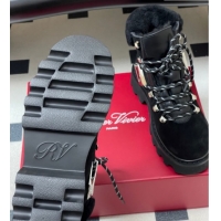 Grade Quality Roger Vivier Viv' Rangers Truck Booties 5cm in Suede and Wool Black RV121203 1212020 2026