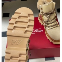 Best Price Roger Vivier Viv' Rangers Truck Booties 5cm in Suede and Wool Beige RV121203 1212021 2026
