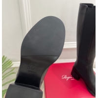 Luxurious Roger Vivier Viv' Rangers High Boots 6cm in Calfskin Leather with Metal Buckle Black RV121204 2026