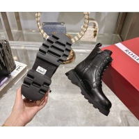 Best Product Roger Vivier Viv' Rangers Truck Ankle Boots 5cm in Calfskin Leather with Strass Buckle Black 1212032 2026