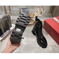 Top Grade Roger Vivier Viv' Rangers Truck Ankle Boots 5cm in Patent Leather with Metal Buckle Black 1212034 2026