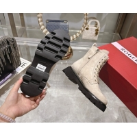 Durable Roger Vivier Viv' Rangers Truck Ankle Boots 5cm in Suede with Metal Buckle Beige 1212036 2026