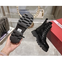 Shop Duplicate Roger Vivier Viv' Rangers Truck Ankle Boots 5cm in Patent Leather with Strass Buckle Black 1212039 2026