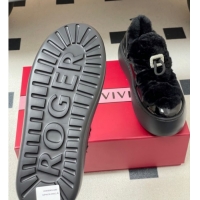 Popular Style Roger Vivier Viv' Up Sneakers 5cm in Suede and Wool with Strass Buckle Black 1212043 2026